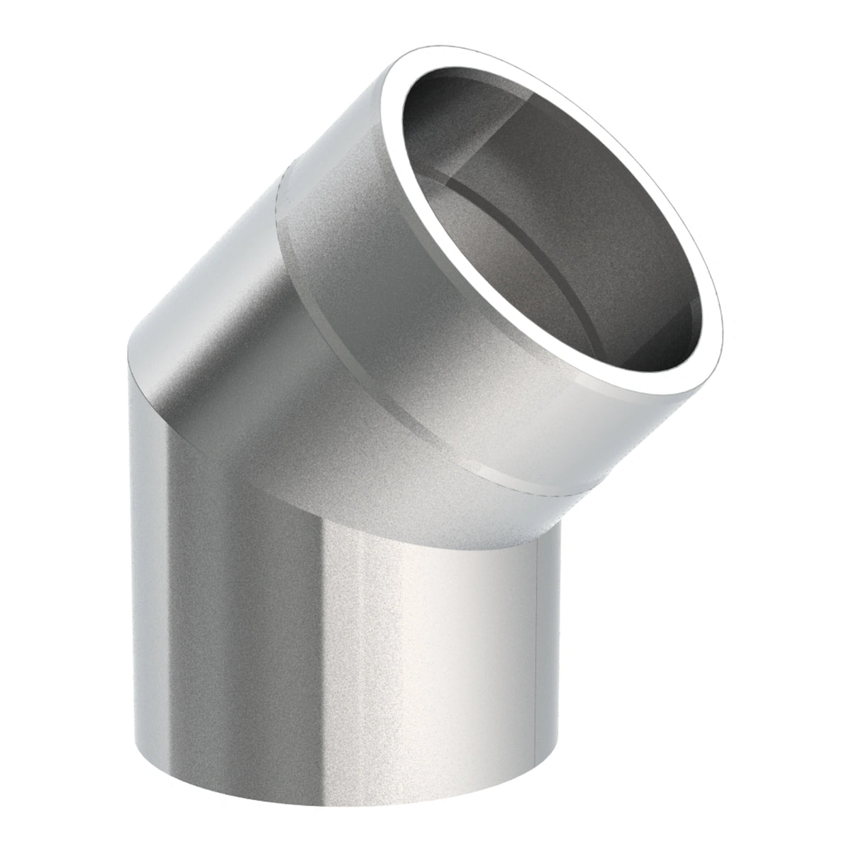 Jeremias ISO-LINE Gedämmter Ofenrohrbogen 45°, Edelstahl gebürstet, Ohne Tür
