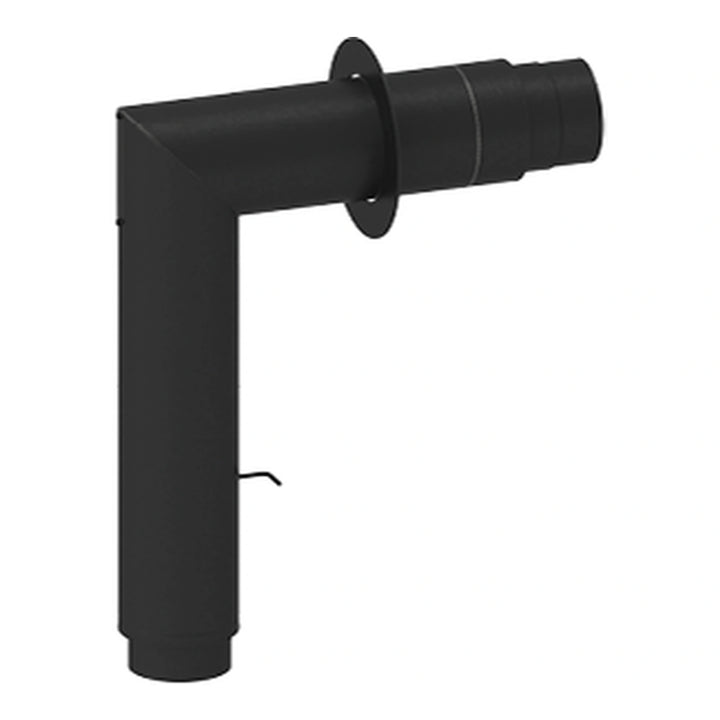 Jeremias ISO-LINE Gedämmtes Winkelrohrset, Schwarz, mit Tür, Schenkellängen 500 / 700 mm