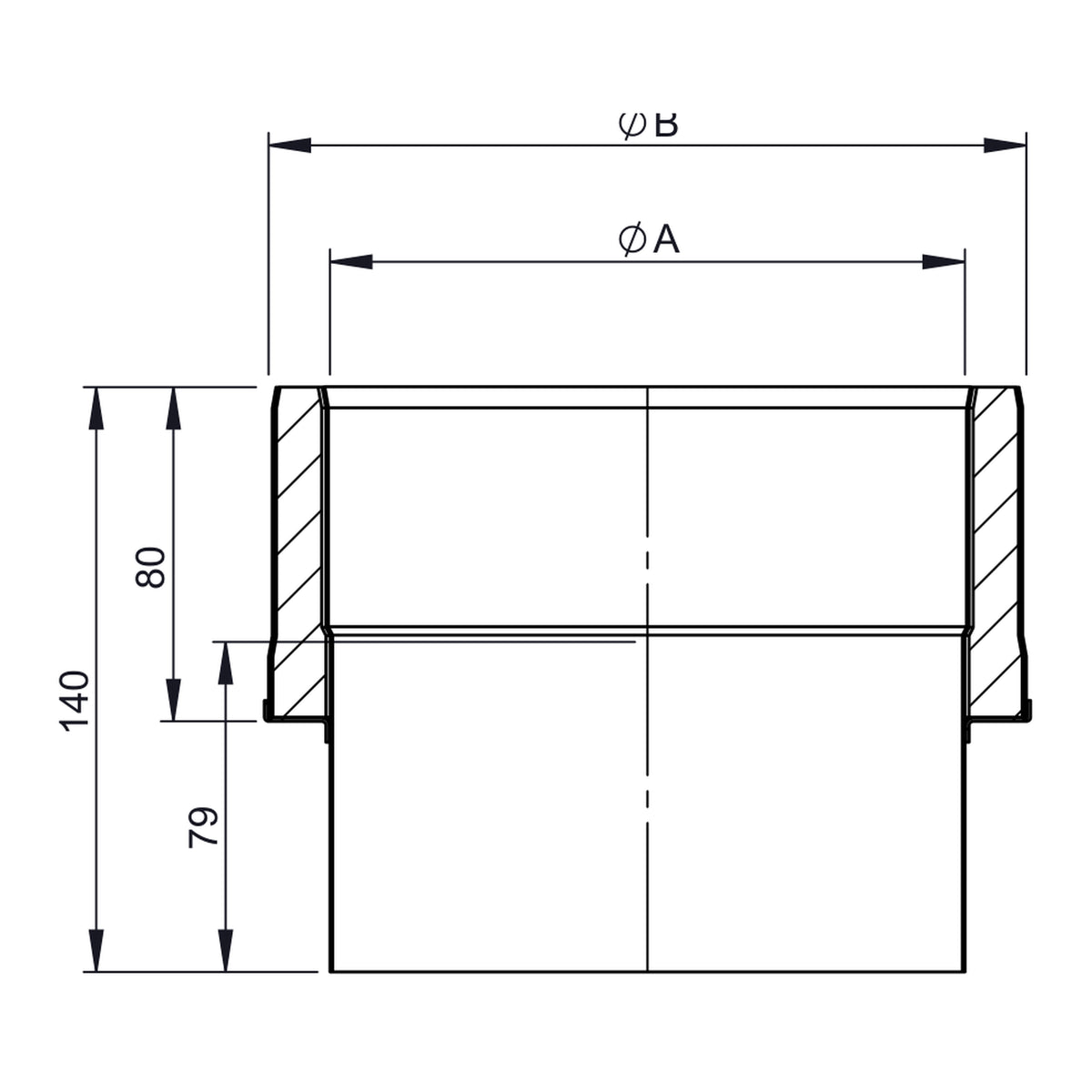 Maßzeichnung Jeremias ISO-LINE Übergang Kaminofen/ISO-LINE