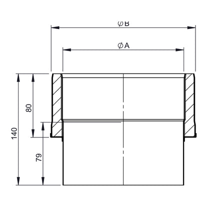 Maßzeichnung Jeremias ISO-LINE Übergang Kaminofen/ISO-LINE