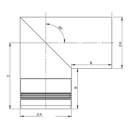 Maßzeichnung Jeremias PELLET-LINE Kniewinkel 90°