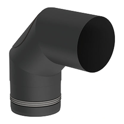 Jeremias PELLET-LINE Pelletrohrbogen 90 Grad mit Revision, Schwarz