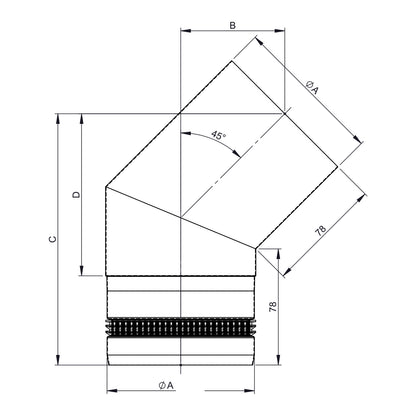Maßzeichnung Jeremias PELLET-LINE Winkel 45°