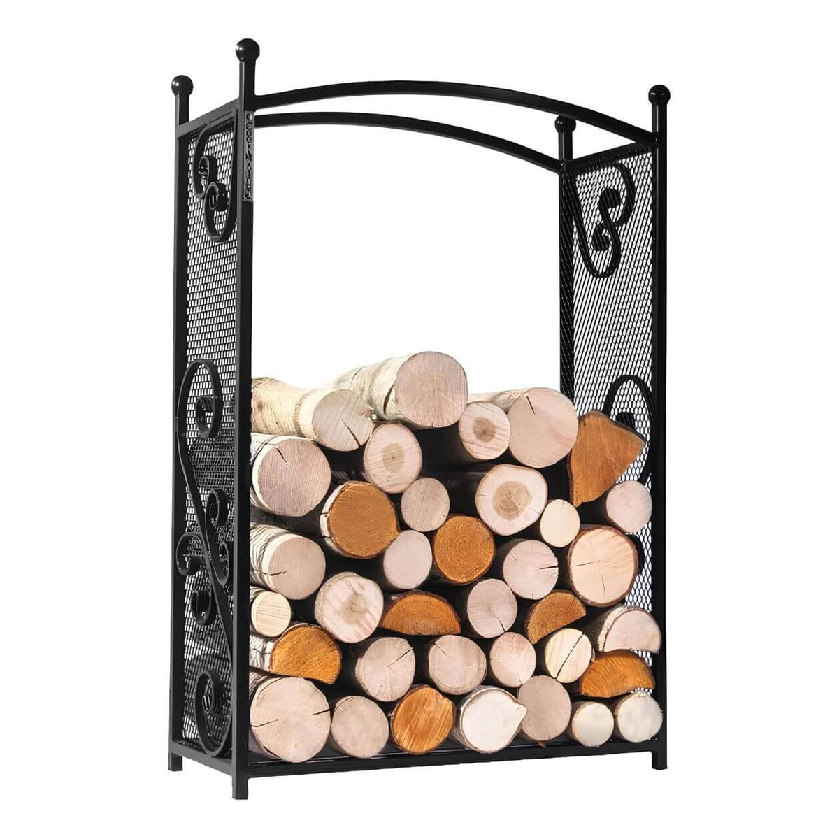 CookKing Kaminholzregal Cherry – Kaminholzregal mit verzierten Gitterseiten und Holzfüllung