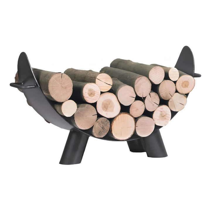 CookKing Kaminholzregal Mila – Halbrundes Kaminholzregal mit Holzfüllung und Standfüßen