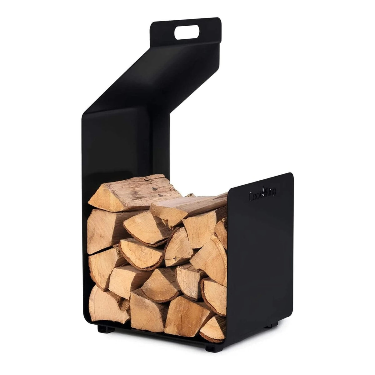 CookKing Kaminholzregal Segal mit Holzscheiten schräg von links auf Weiß