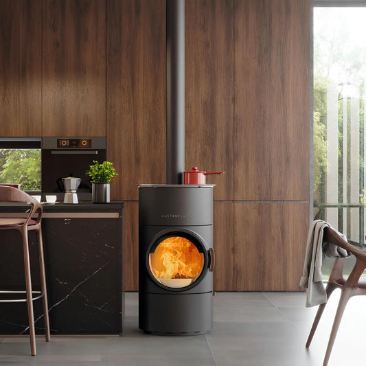 Kaminofen Austroflamm Clou Compact Cook im Wohnraum