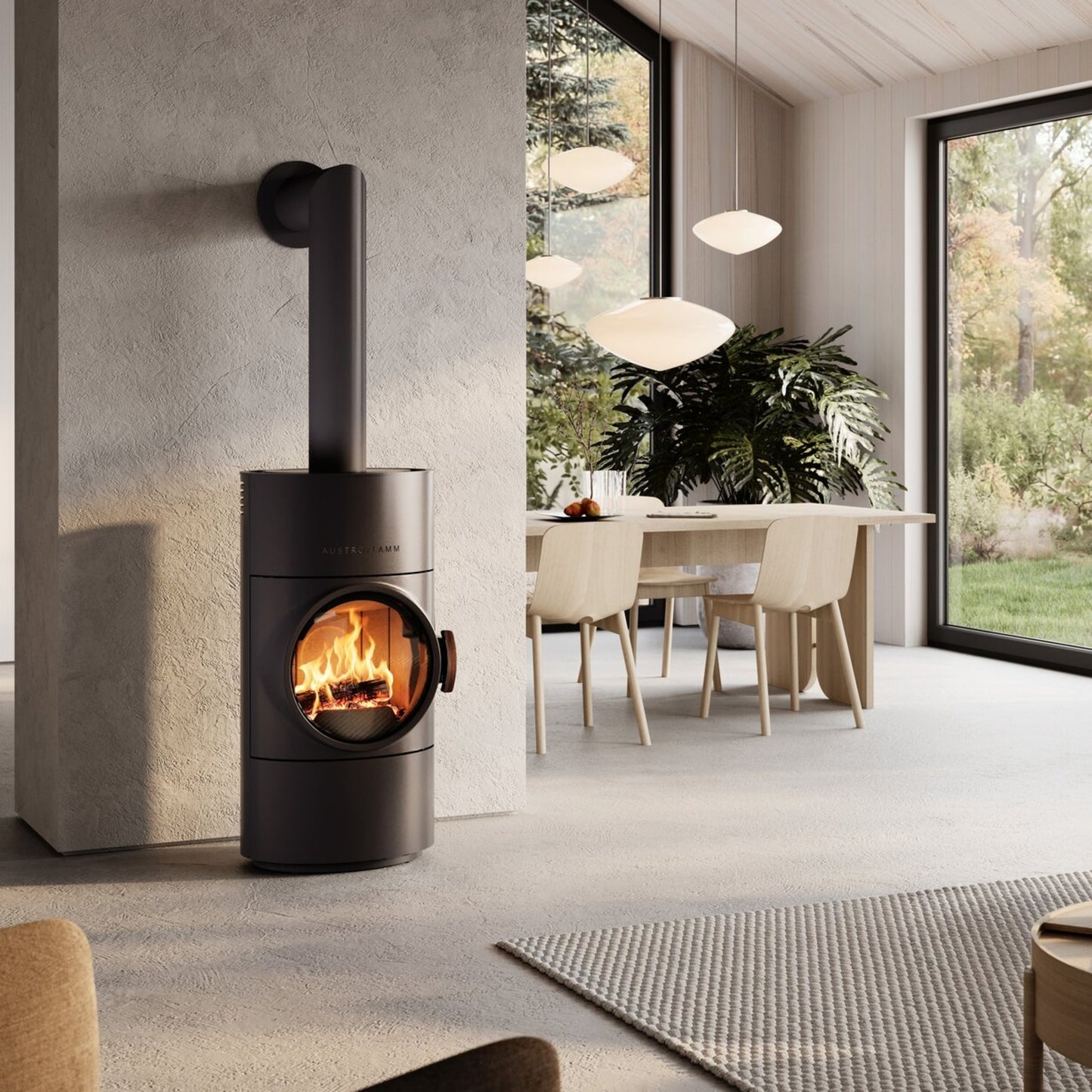 Kaminofen Austroflamm Clou Compact Flat im Wohnraum
