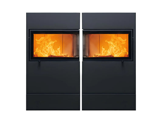 Kaminofen Austroflamm Dexter 2.0 links, rechts nebeneinander  - ofenerlebnis.de