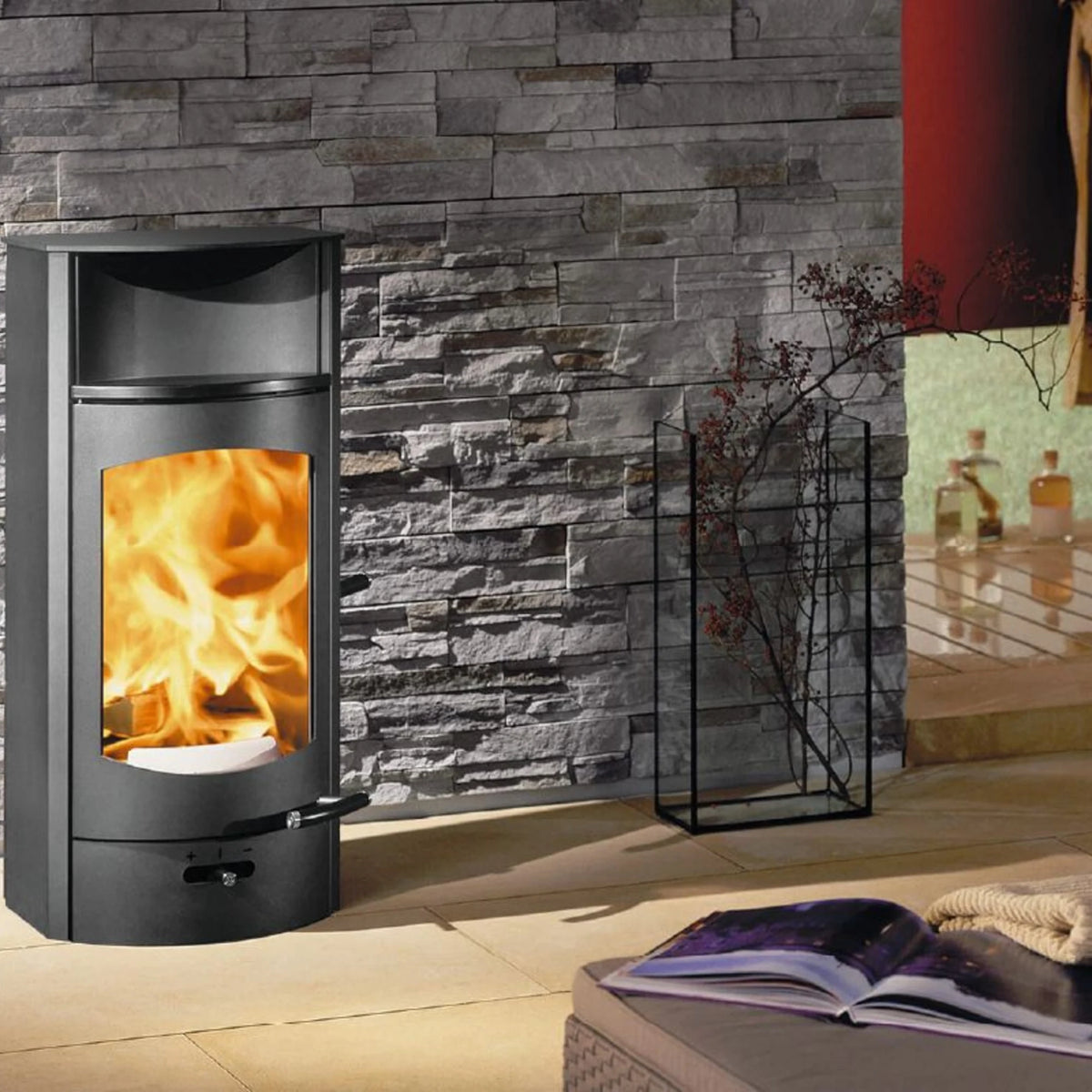 Kaminofen Austroflamm Flok 2.0 (4 kW) Stahl, Rauchrohranschluss hinten