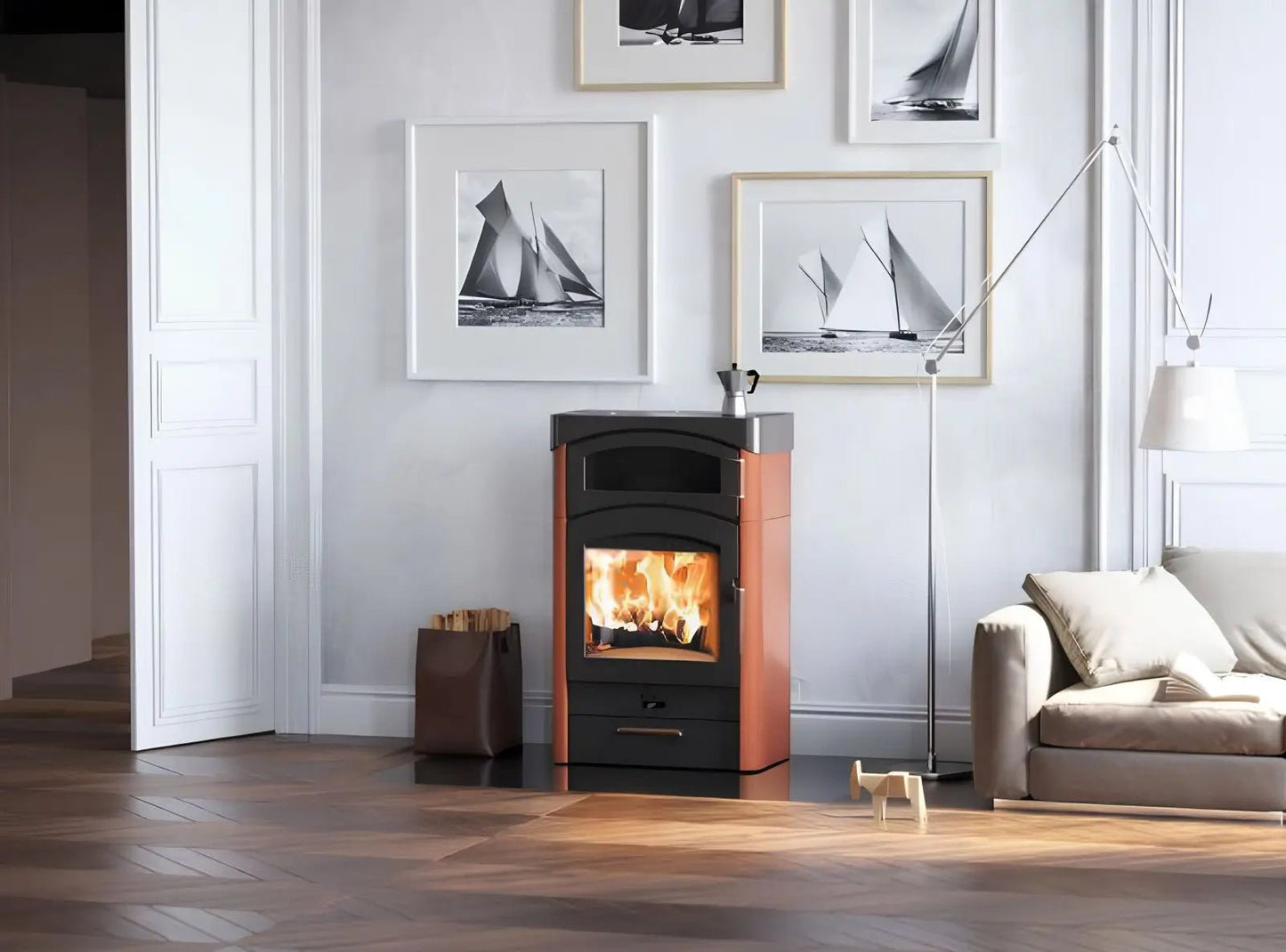 Kaminofen Austroflamm Pallas Back mit Keramikverkleidung - ofenerlebnis.de