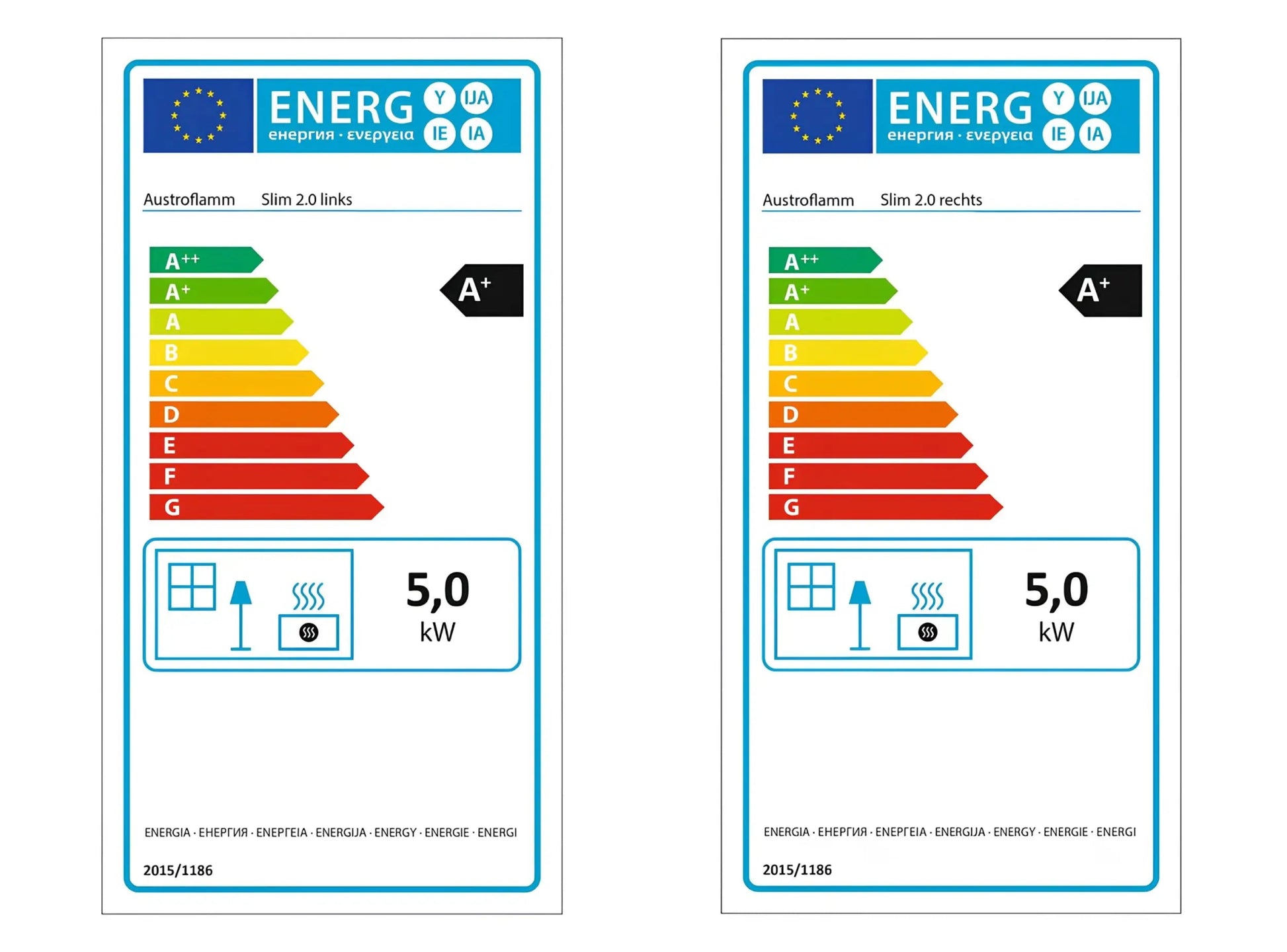 Kaminofen Austroflamm Slim 3.0 Energielabel, Ecolabel - ofenerlebnis.de