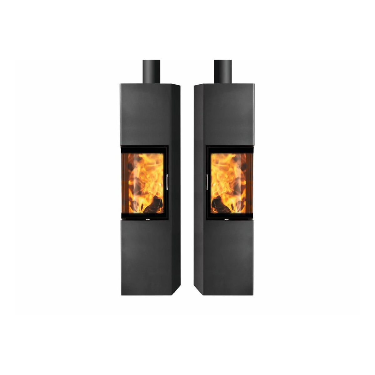 Kaminofen Austroflamm Slim 3.0 (5 kW) Türanschlag links und rechts nebeneinander