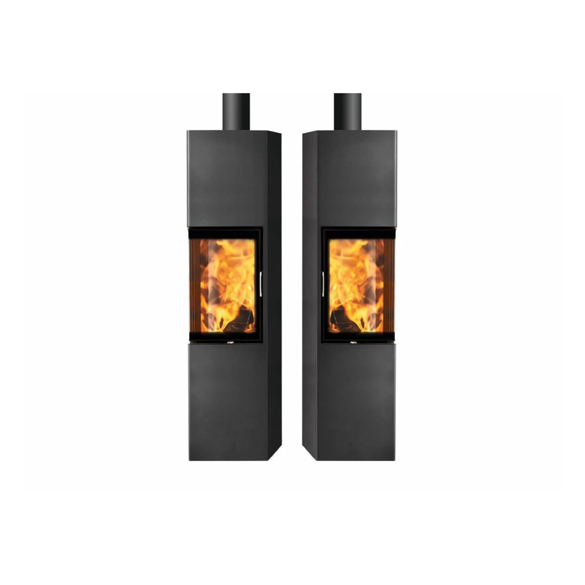 Kaminofen Austroflamm Slim 3.0 (5 kW) Türanschlag links und rechts nebeneinander