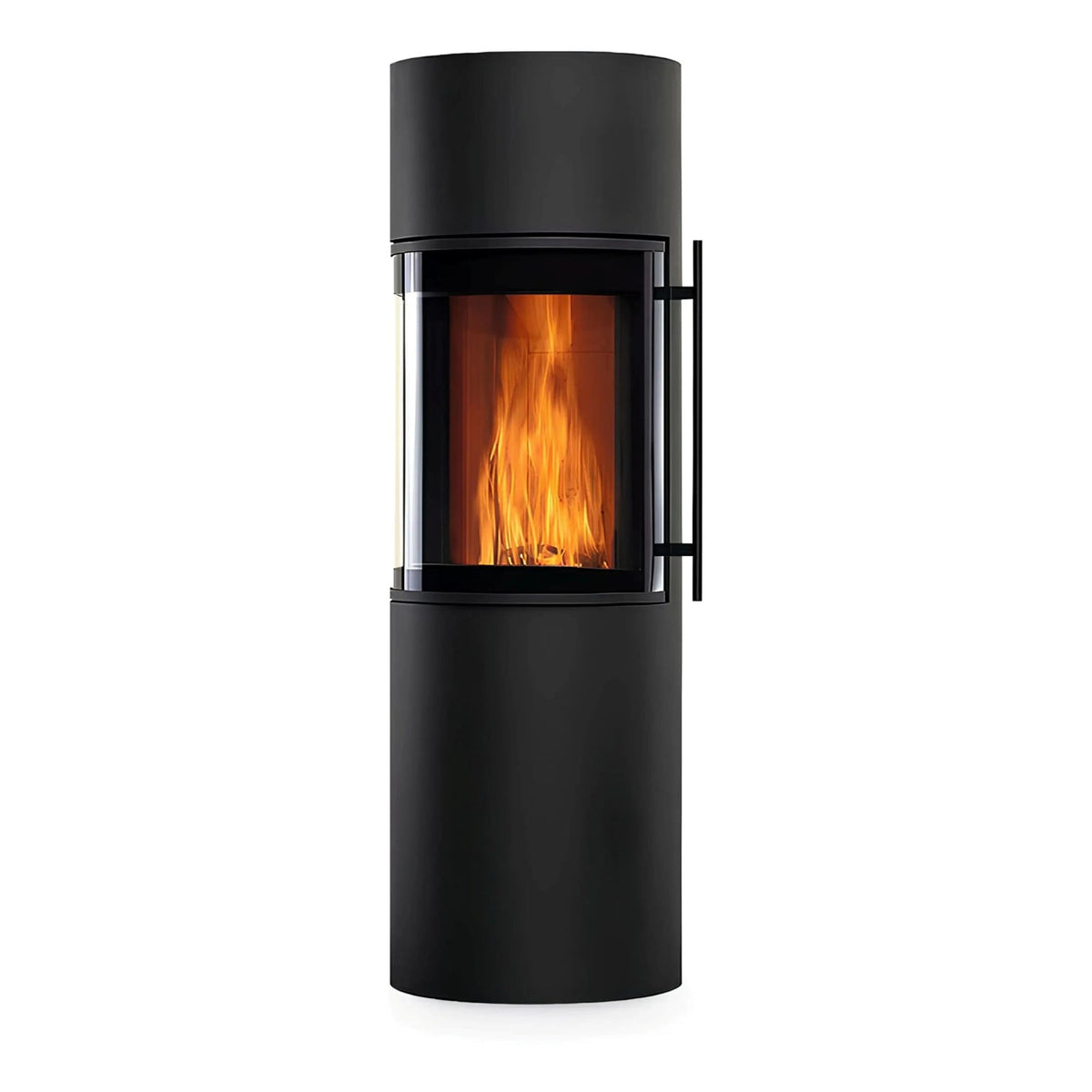Kaminofen CERA DESIGN Prego X | 6 kW – Runder schwarzer Kaminofen mit hoher Feuerraumverglasung