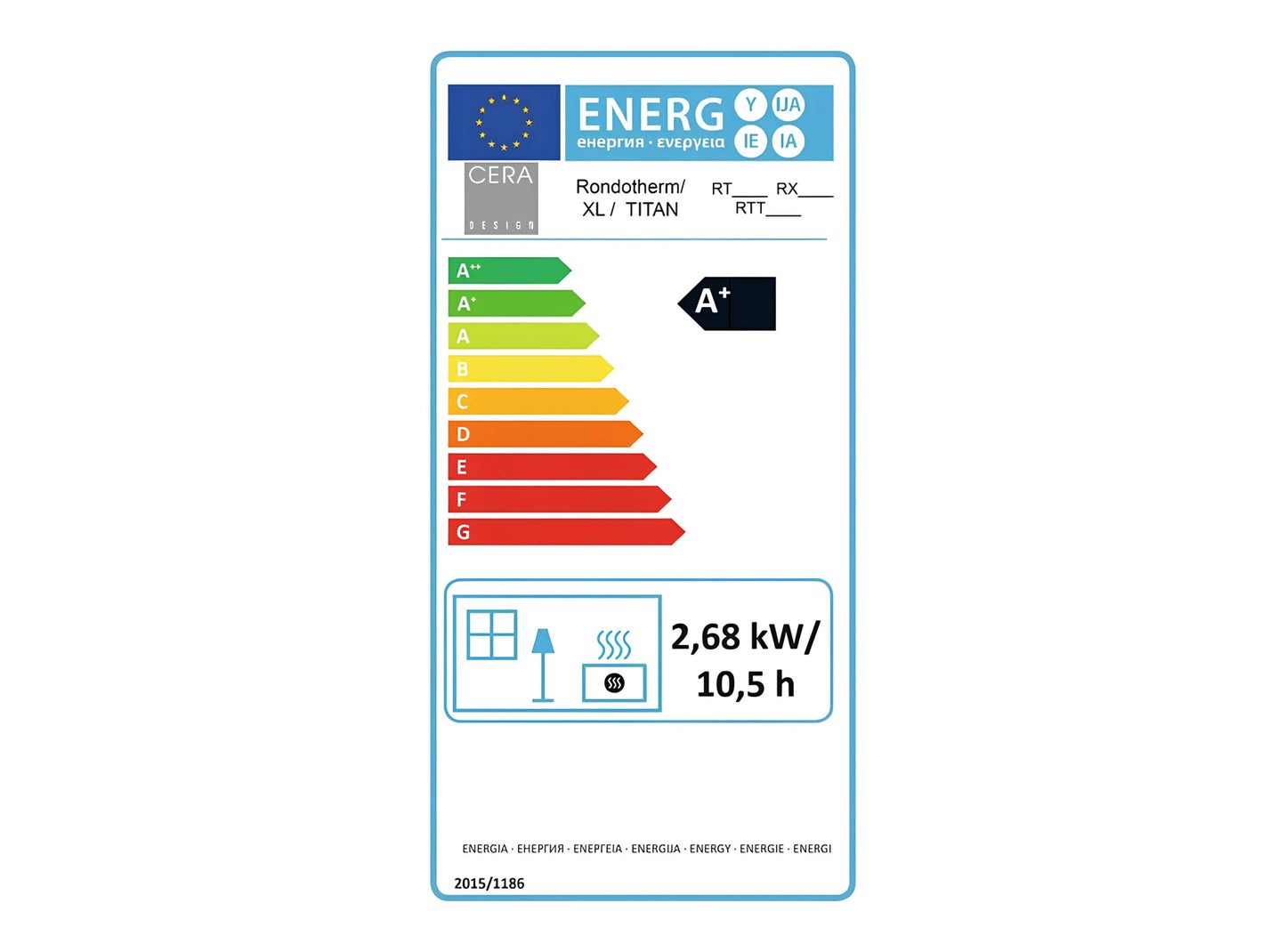 CERA Kaminofen RONDOTHERM XL Energielabel - Ofenerlebnis.de