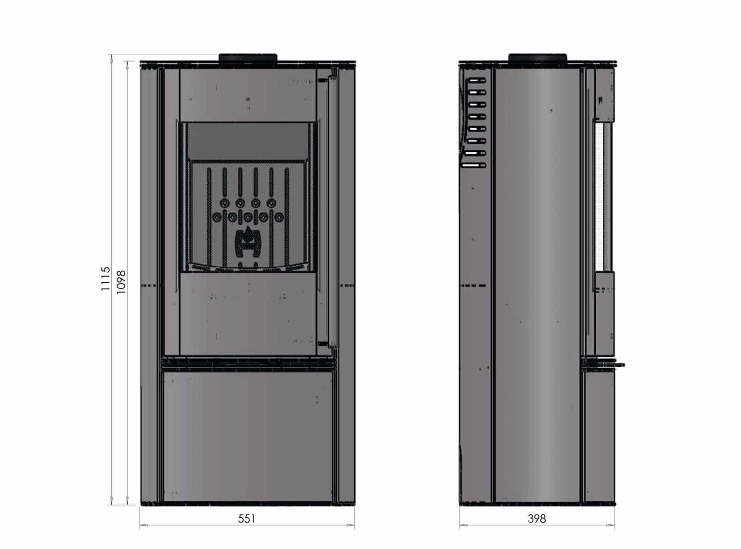 Kaminofen Hitze Bane Technischen Maße