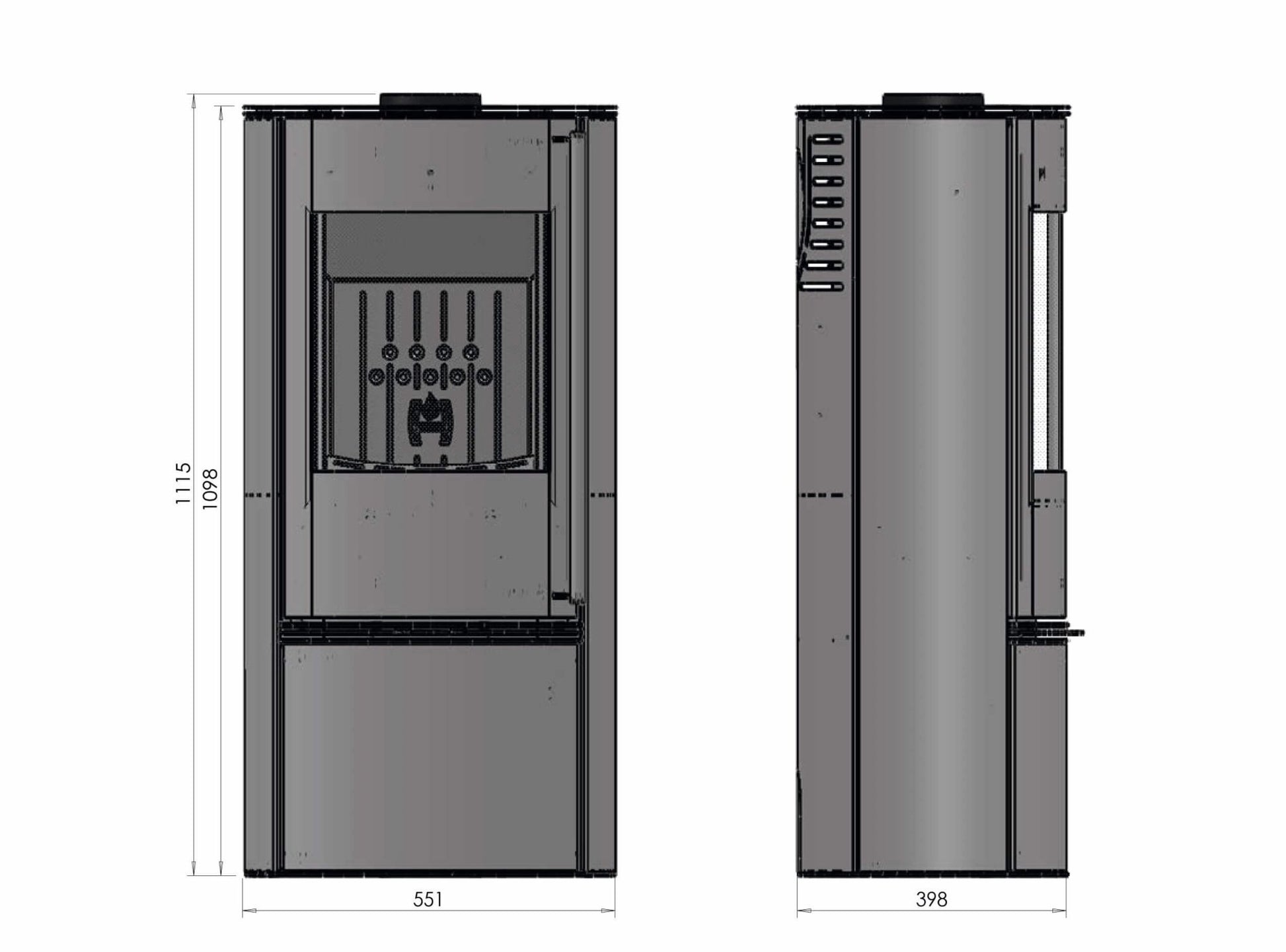 Kaminofen Hitze Bane Technischen Maße