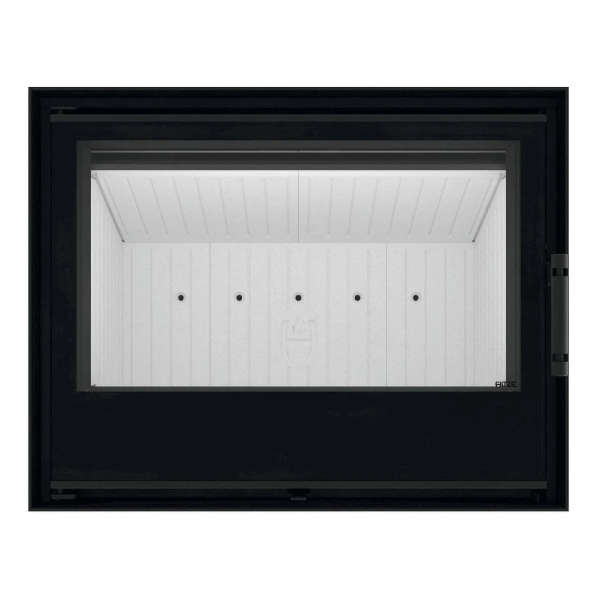 Kaminofen Hitze CF700 | 8,5 kW – Kaminofen mit breiter Scheibe in Vorderansicht auf Weiß