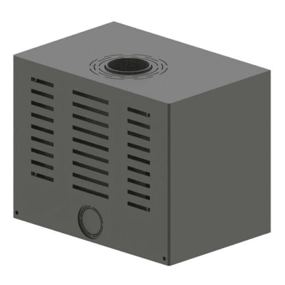 Kaminofen Hitze CF700V | 8,5 kW – Kaminofen mit rückseitigen Lüftungsschlitzen in schräger Rückansicht