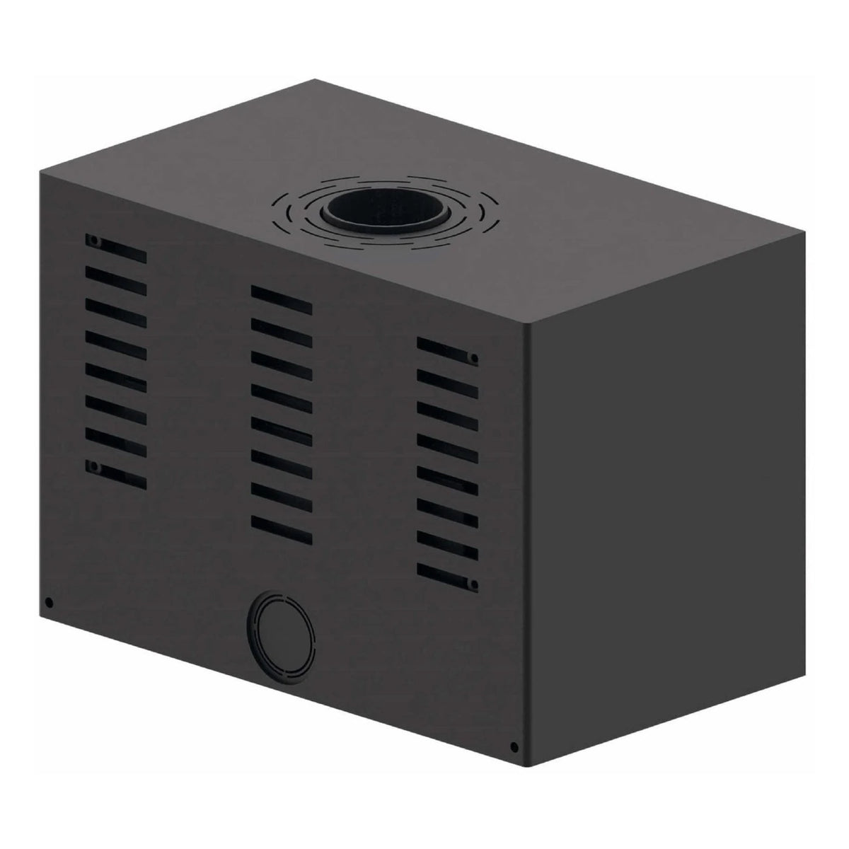 Kaminofen Hitze CF800 | 9,5 kW – Kaminofen mit rückseitigen Lüftungsschlitzen in schräger Rückansicht