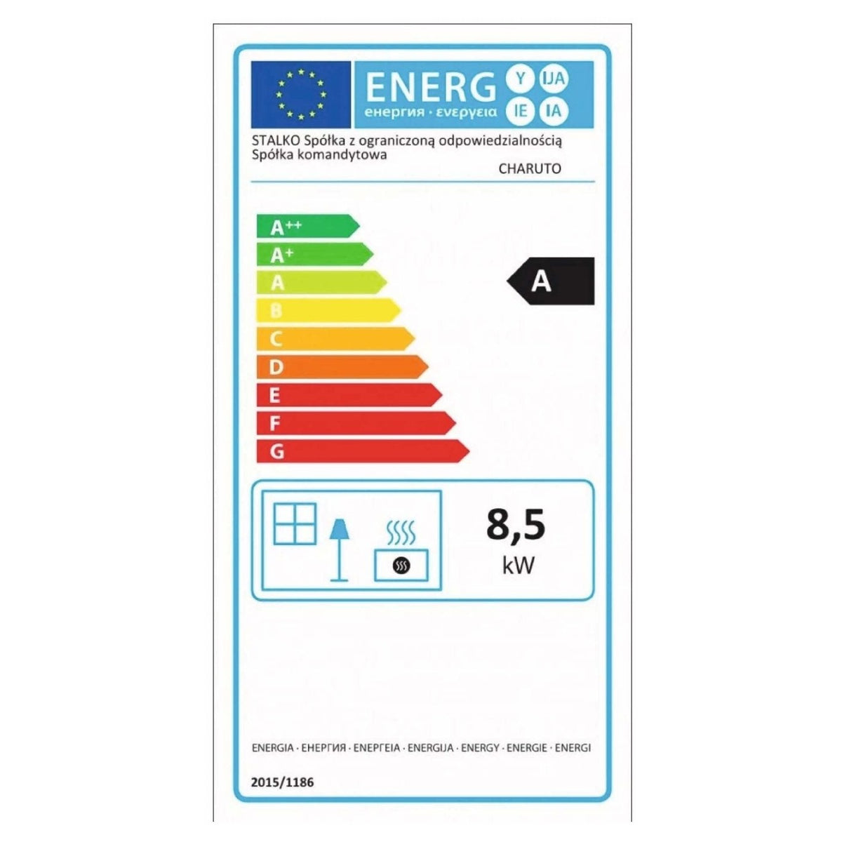 Kaminofen Hitze Charuto 8,5 kW – Vollständiges EU-Energielabel