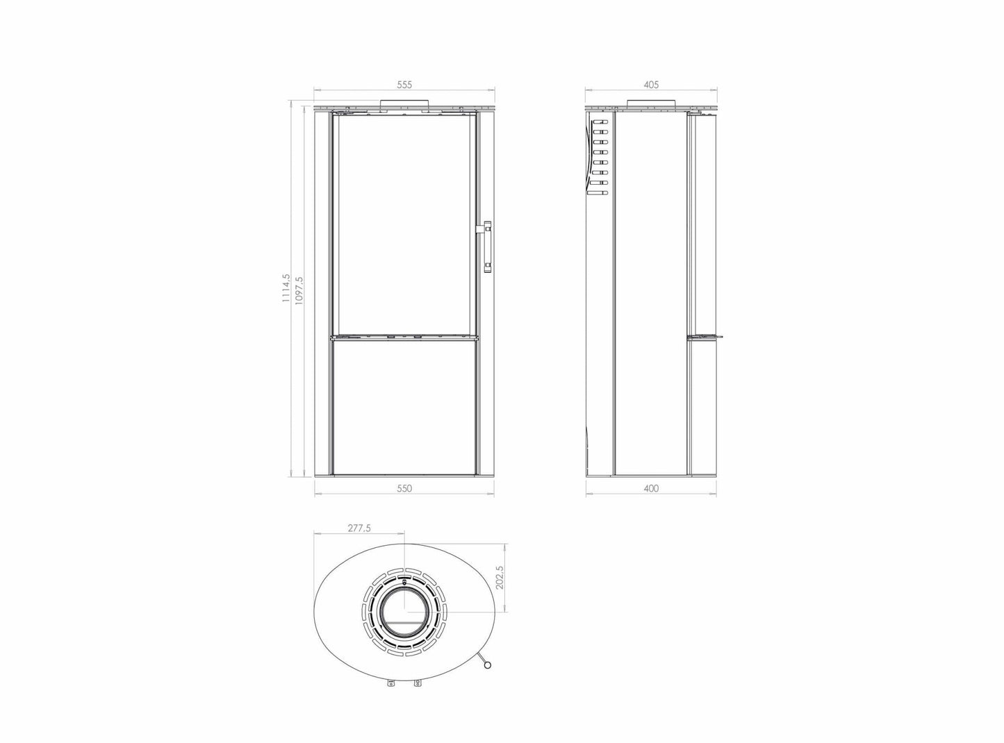 Kaminofen Hitze Ellisse S Maße - ofenerlebnis.de