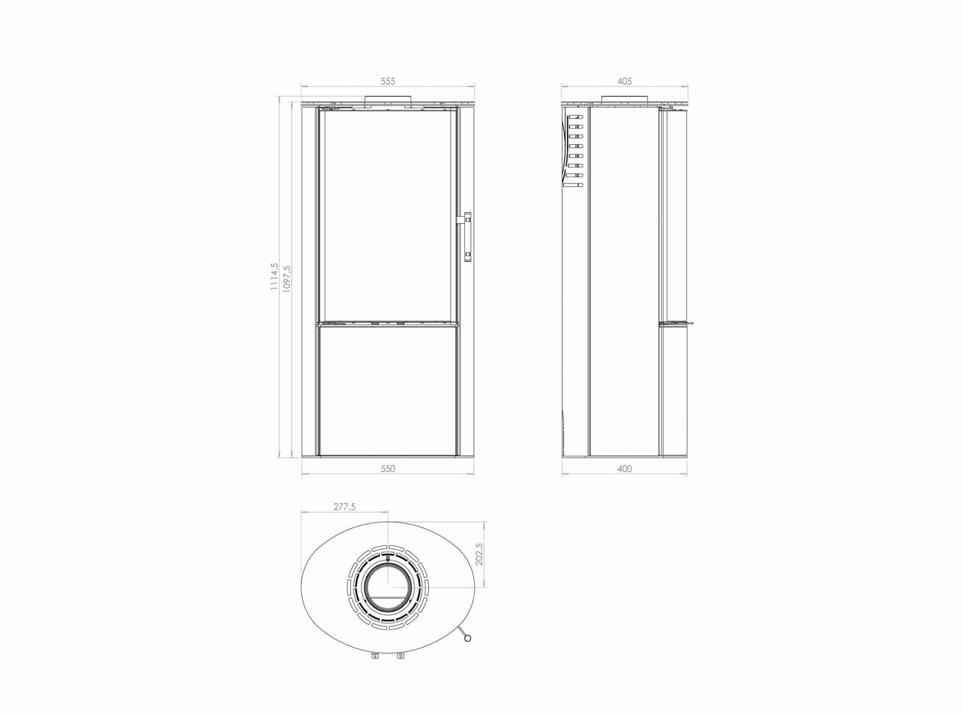 Kaminofen Hitze Ellisse S Maße - ofenerlebnis.de