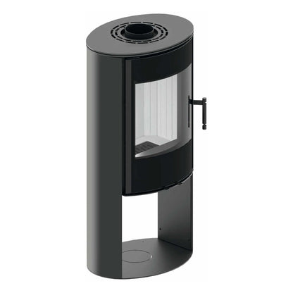 Kaminofen Hitze Ellisse SB 5,3 kW – Kaminofen in erhöhter schräger Vorderansicht auf Weiß