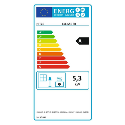 Kaminofen Hitze Ellisse SB 5,3 kW – Vollständiges EU-Energielabel