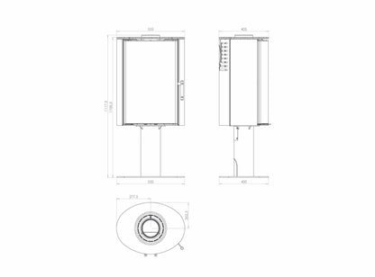 Kaminofen Hitze Ellisse SF Maße - ofenerlebnis.de