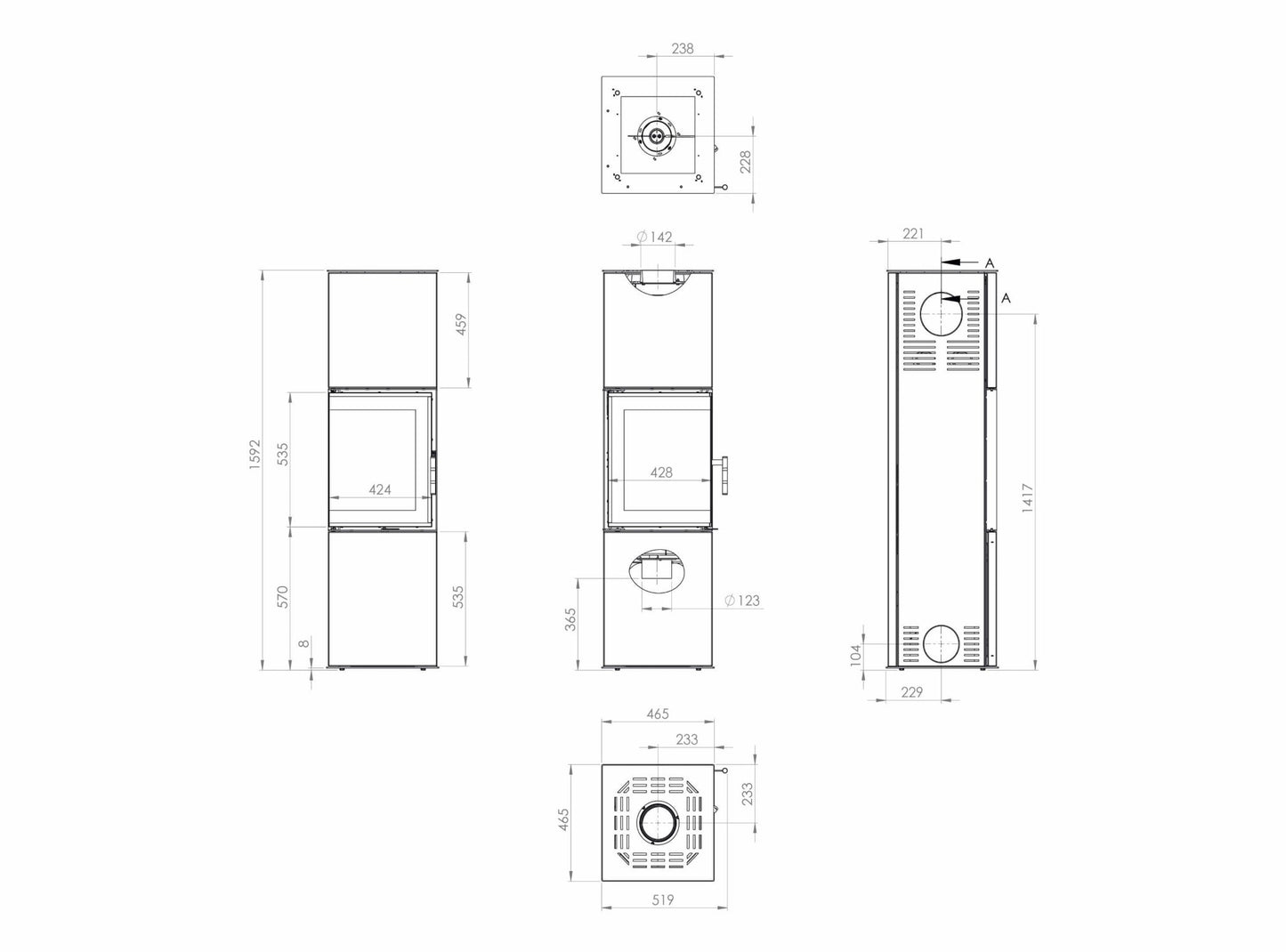 Kaminofen Hitze Gabi Technische Maße