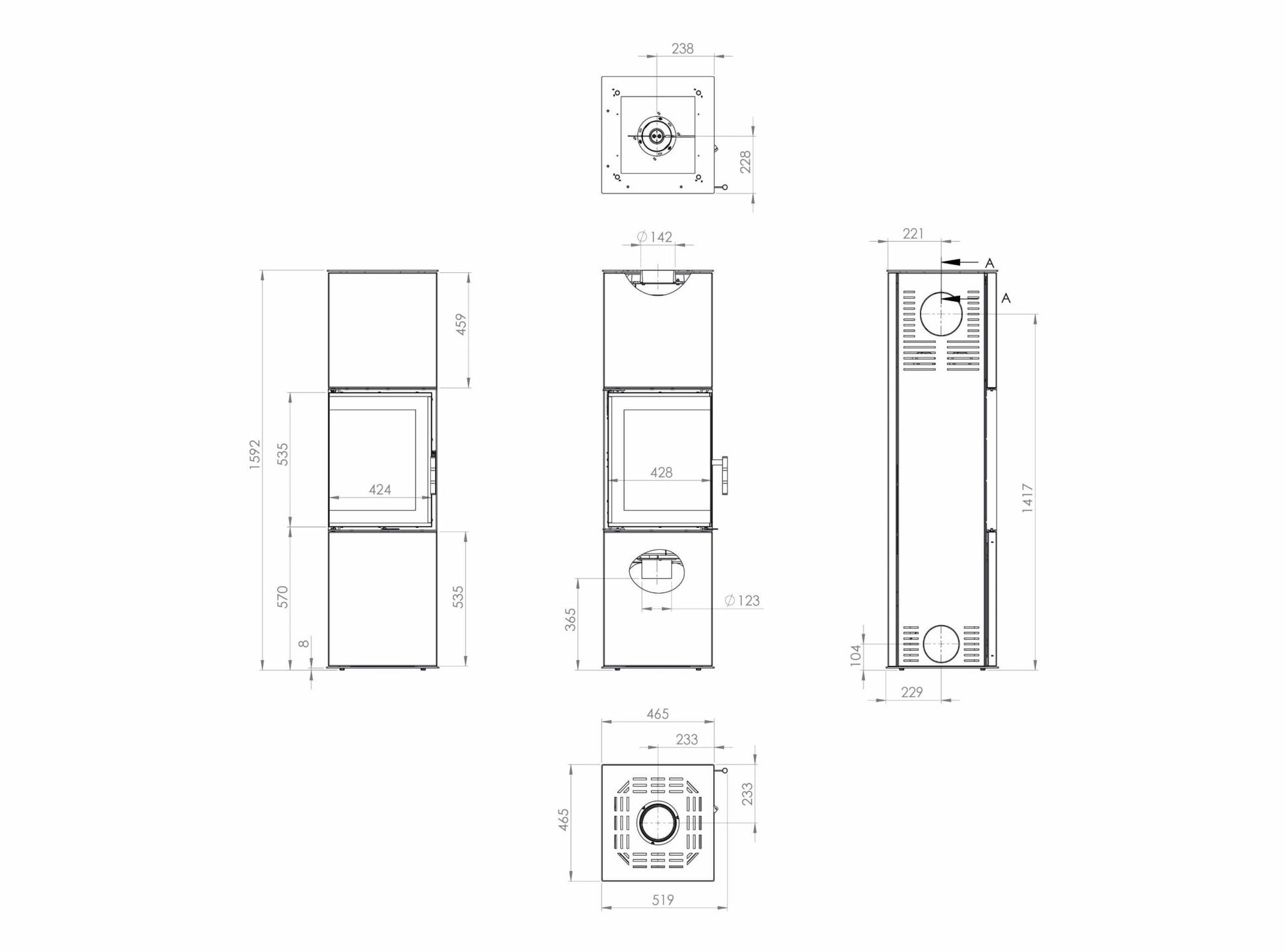 Kaminofen Hitze Gabi Technische Maße