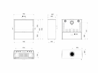Kaminofen Hitze Lupo L Technische Maße