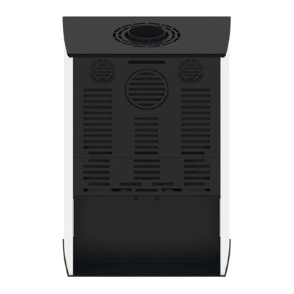 Kaminofen Hitze Lupo M 8,7 kW – Rückansicht mit weißen Seitenflächen
