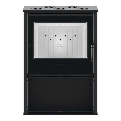 Kaminofen Hitze Lupo M-CP mit Herdplatte 8,7 kW – Kaminofen mit geschlossener Herdplattenabdeckung in Vorderansicht