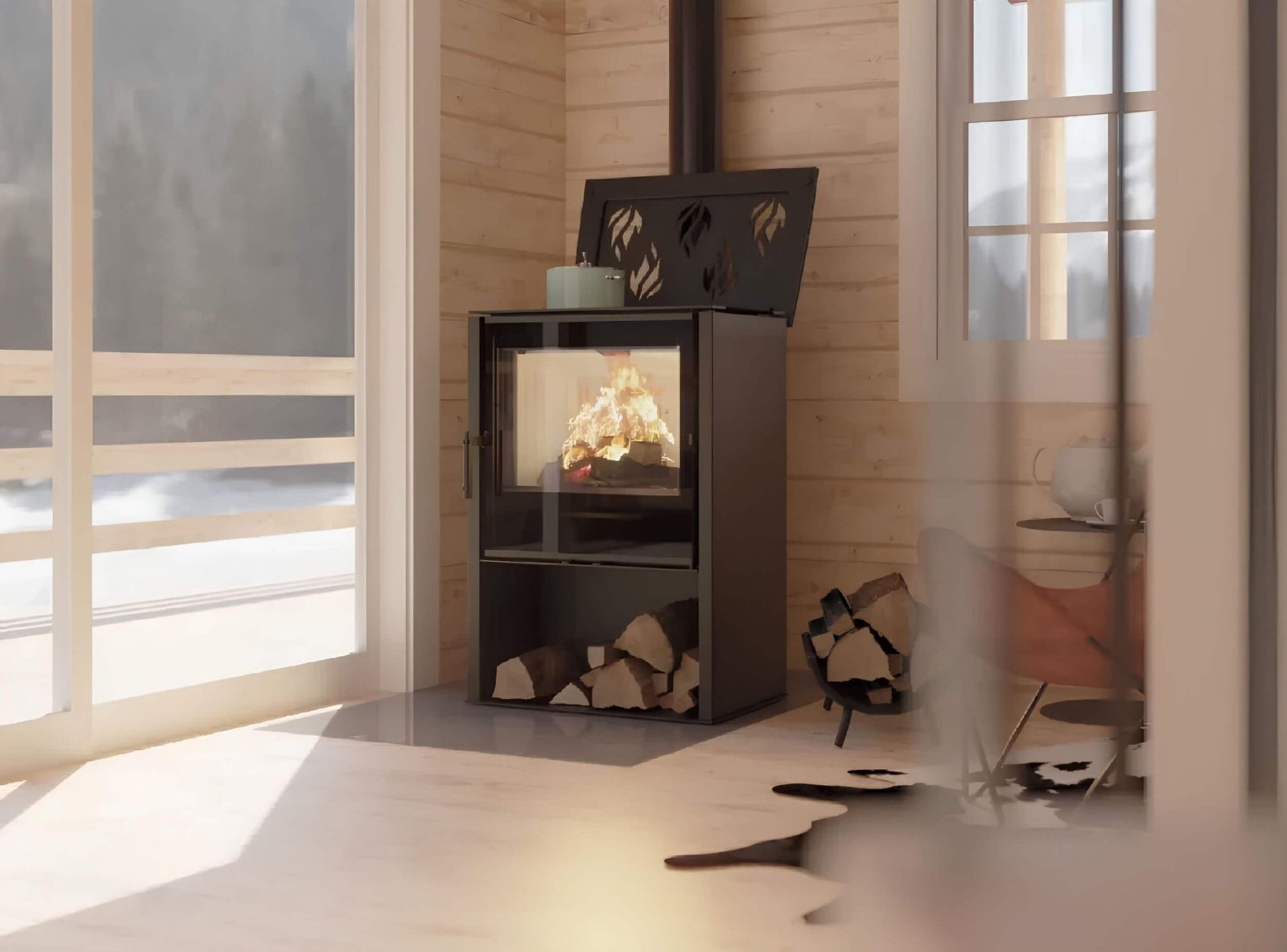 Kaminofen Hitze Lupo M-CP mit Herdplatte