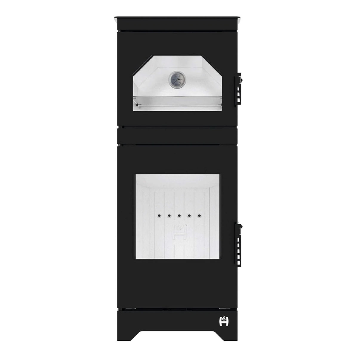 Kaminofen Hitze Lynx O mit Backfach 6,5 kW – Kaminofen mit geschlossenem Backfach und Feuerraum in Vorderansicht