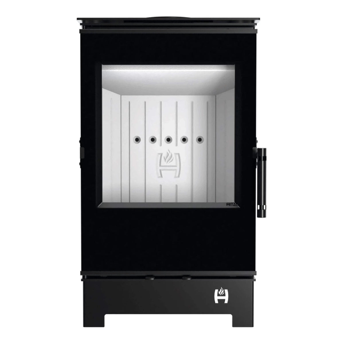 Kaminofen Hitze Lynx S 6,5 kW – Kaminofen mit Standfüßen in Vorderansicht auf Weiß