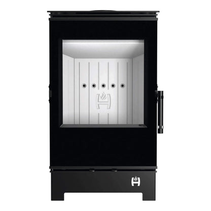 Kaminofen Hitze Lynx S 6,5 kW – Kaminofen mit Standfüßen in Vorderansicht auf Weiß