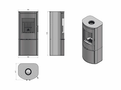 Kaminofen Hitze Rego S technische maße