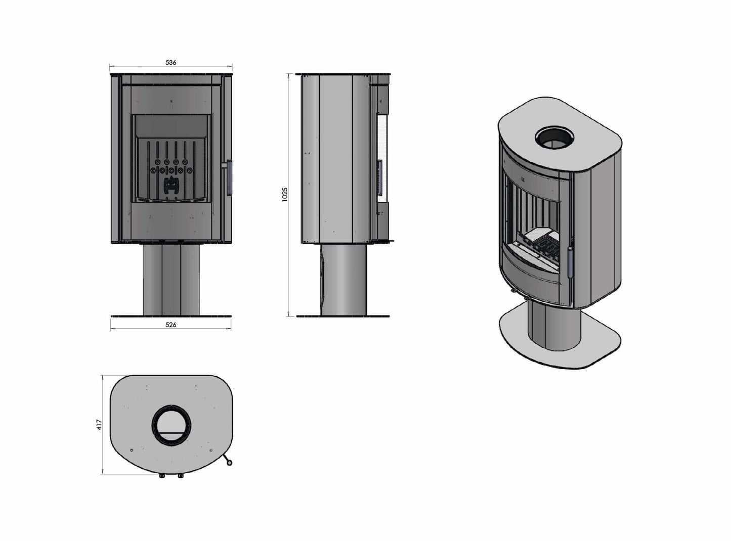 Kaminofen Hitze Rego SF technische maße