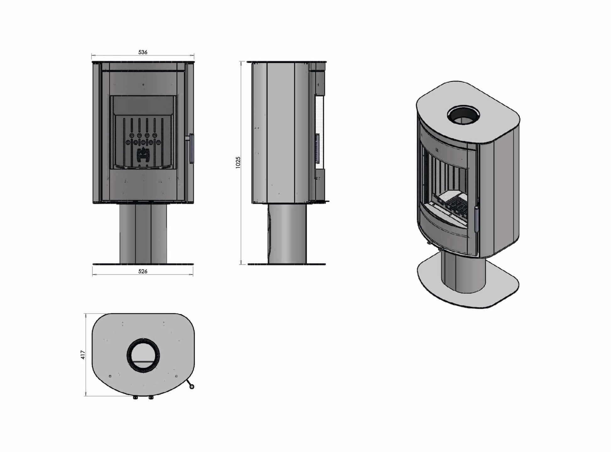 Kaminofen Hitze Rego SF technische maße