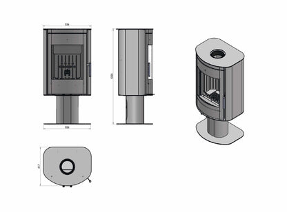 Kaminofen Hitze Rego SF technische maße