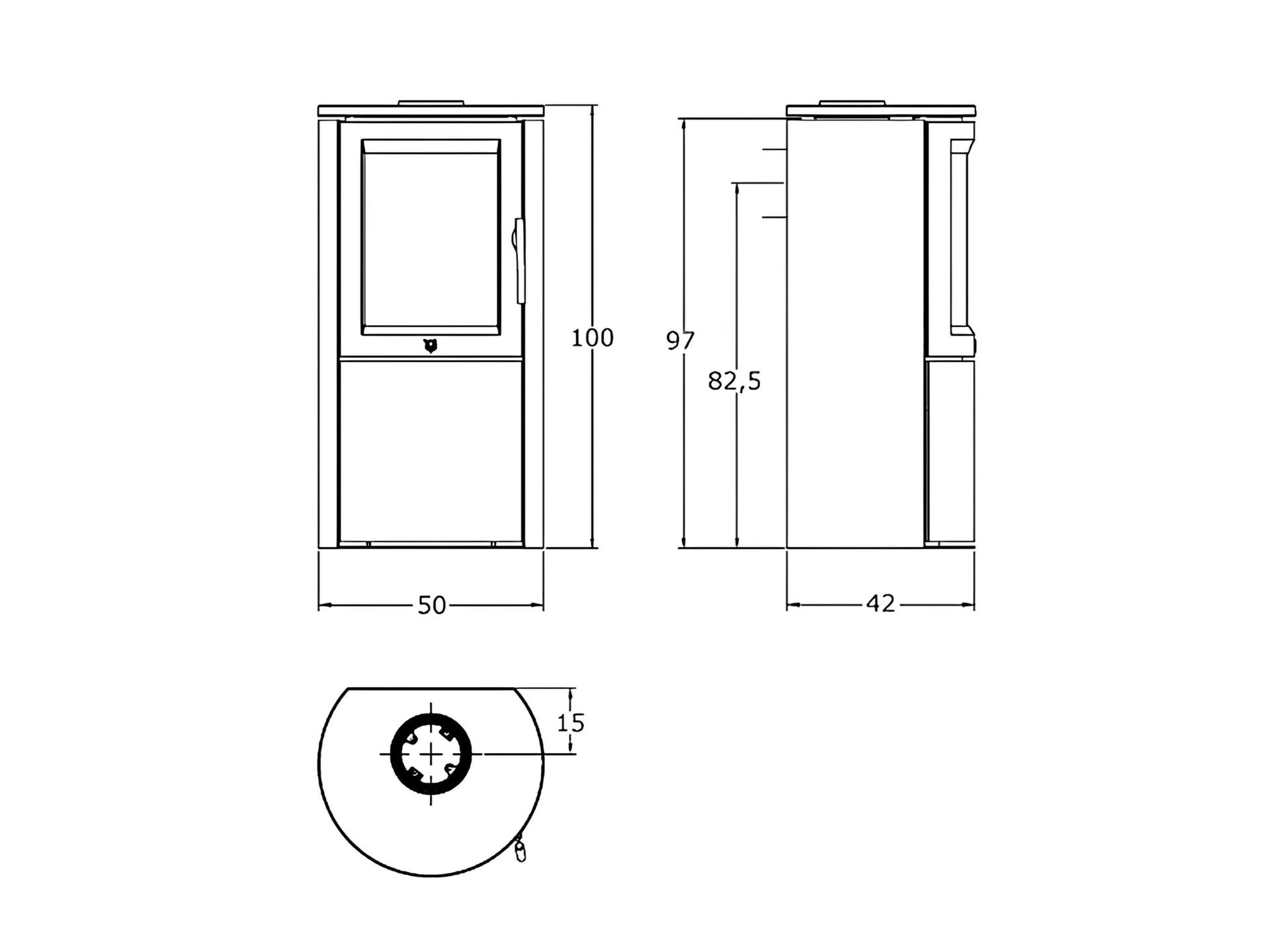 Kaminofen Varde Aura 1 Maße