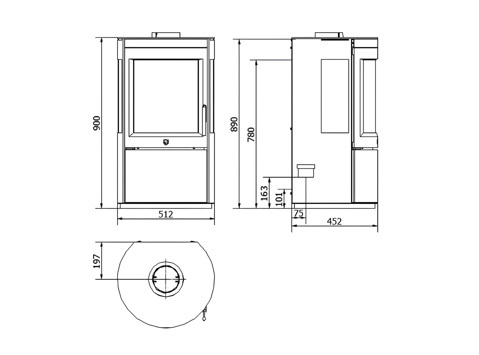 Kaminofen Varde Cardiff Air Maße 7,2 kW