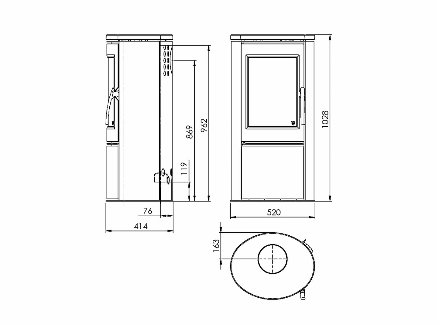 Kaminofen Varde Shape 2 Air Maße - ofenerlebnis