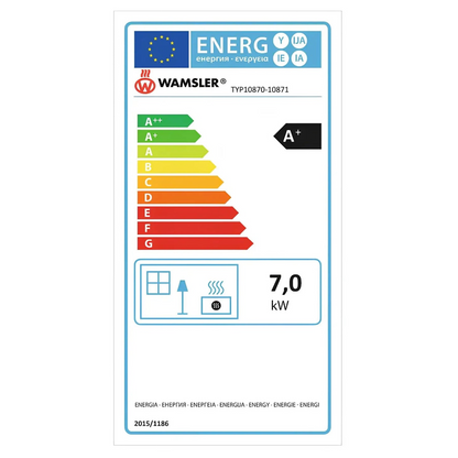 Kaminofen Wamsler Montafon | 7 kW – Vollständiges EU-Energielabel