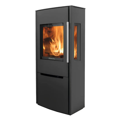 Kaminofen Wamsler Pylon 3G | 6,2 kW – Schwarzer Kaminofen mit zusätzlicher Seitenverglasung