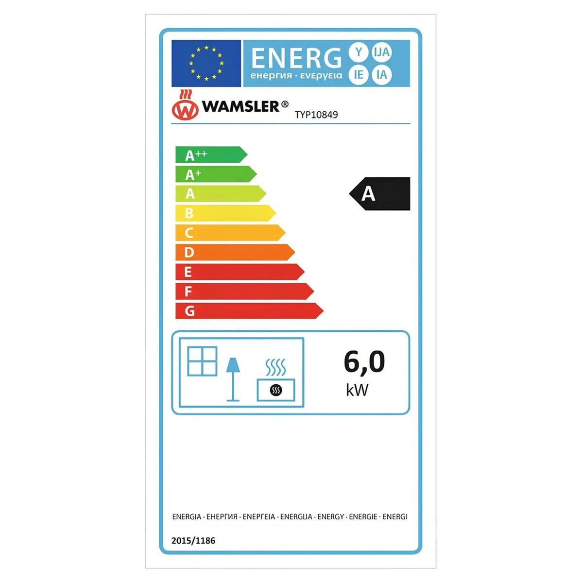 Dauerbrandofen Wamsler Thyra DB mit Automatik | 6 kW – Vollständiges EU-Energielabel